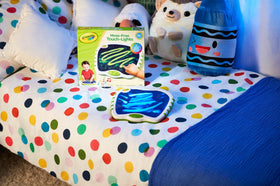 Crayola Toddler Touch Lights Doodle Board gel surface is mess-free.