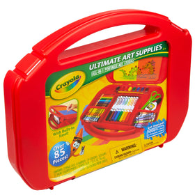 Crayola Ultimate Art Case contents show markers crayons pencils and paints for versatile projects