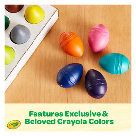 Washable egg crayons simplify cleanup after colorful art sessions.