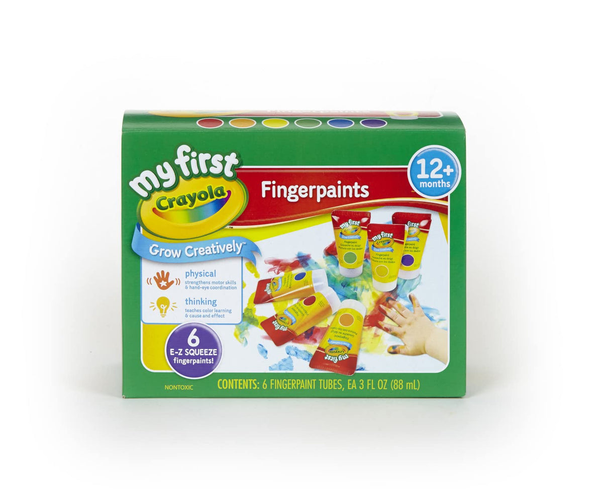 Crayola Washable Finger Paints blue bottle for easy cleanup after creative play