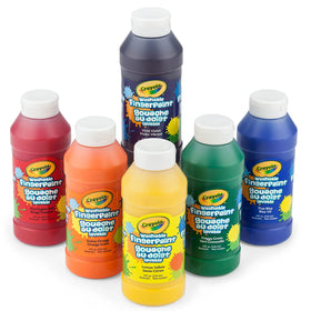 Crayola Washable Finger Paints 6ct blue bottle for easy kid painting sessions.