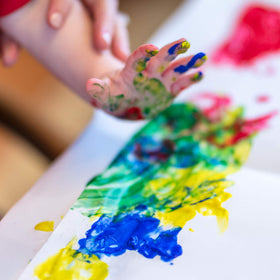 Crayola Washable Finger Paints 6ct red bottle delivers bold artwork.