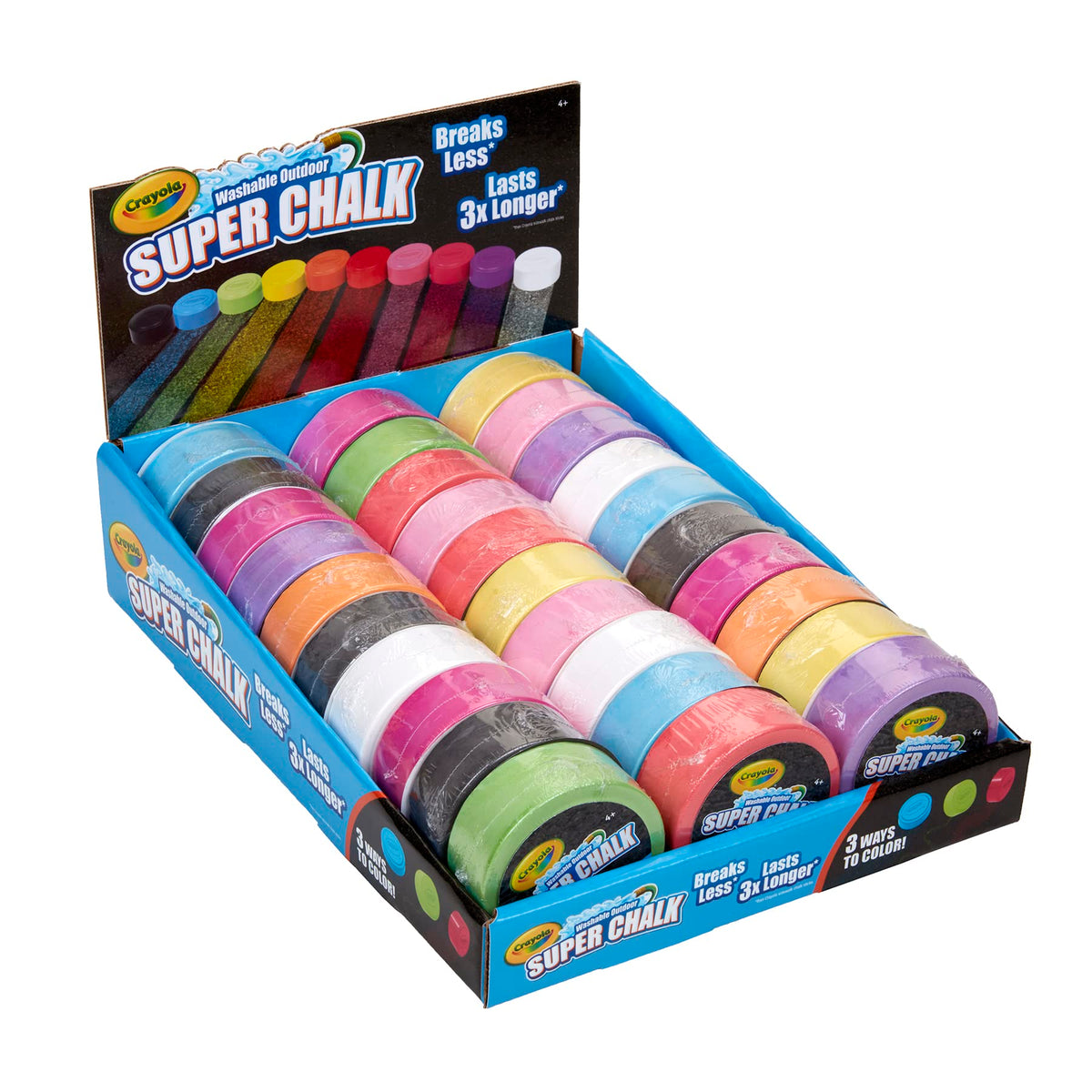 Crayola Washable Outdoor Super Chalk Tray 30-count pack for vibrant outdoor sidewalk art.