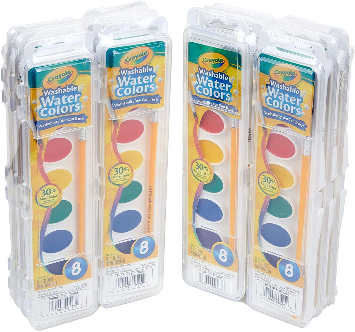 Crayola Watercolor Paints are safe and non-toxic for children ages 3 and up.