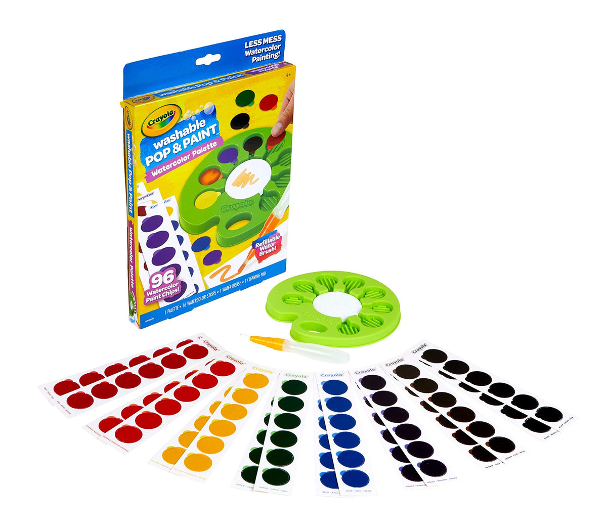 Crayola Watercolor Pop & Paint Palette 96 color chips for easy mess-free painting.