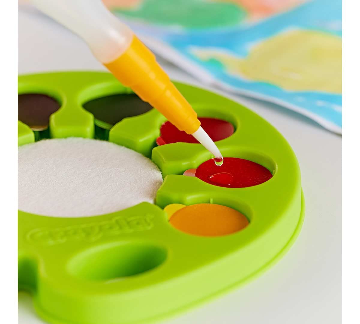 Crayola Watercolor Pop & Paint Palette refillable water brush for portable art on the go.
