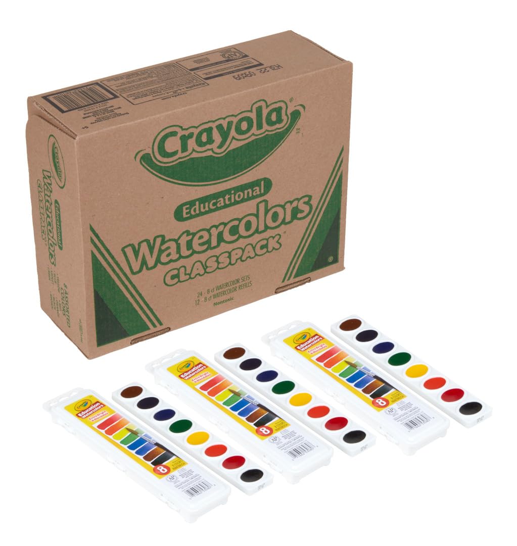 Crayola Watercolors Classpack brush included enables ready-to-paint lessons.