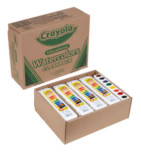 Crayola Watercolors Classpack color palette close-up showing vibrant hues.