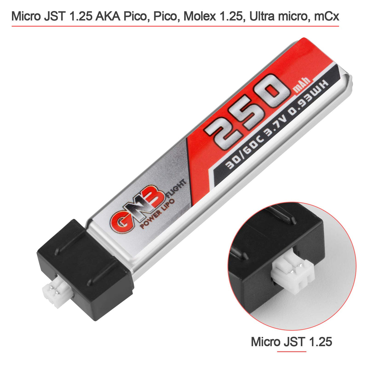 Crazepony battery with micro JST 1.25 connector for quick connections
