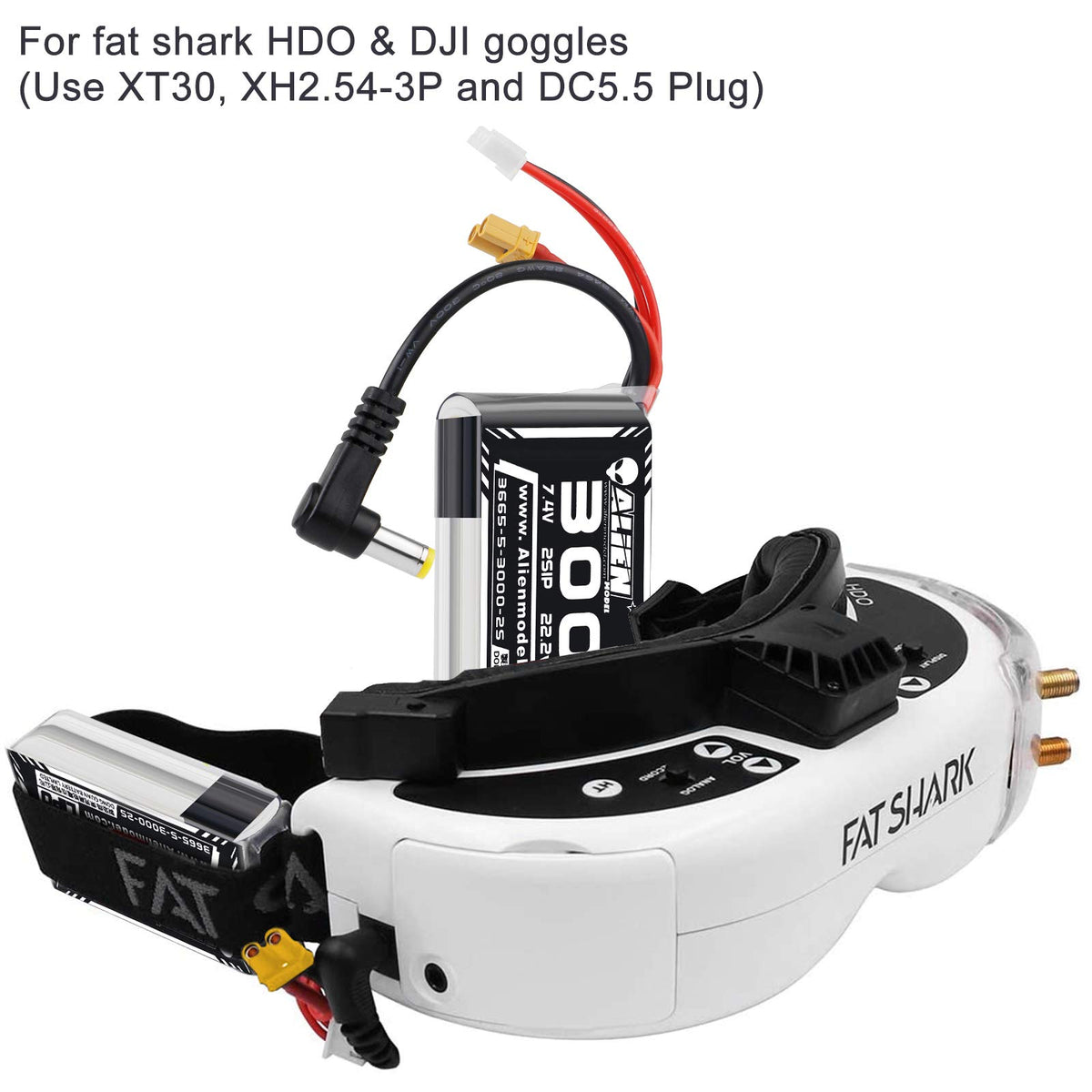 Crazepony 72x34x20mm size, front view for slim fit with FPV goggles