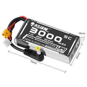 Crazepony 3000mAh LiPo battery lifecycle 300+ cycles, back view shown