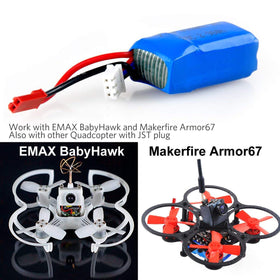 Crazepony 400mAh 2S battery dimensions 38x19x19mm for tight airframes