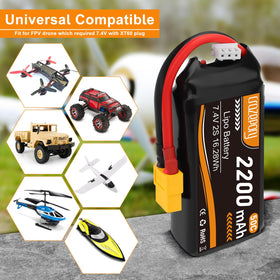Crazepony battery powering a 1/16-scale RC car in action.