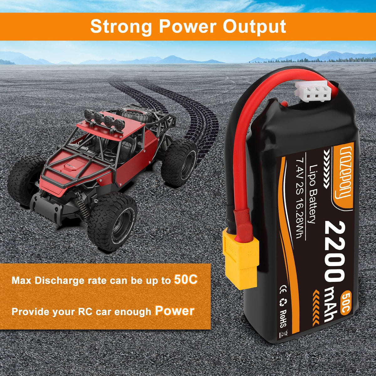 Crazepony soft-pack battery weighs 92.8g for balanced handling.