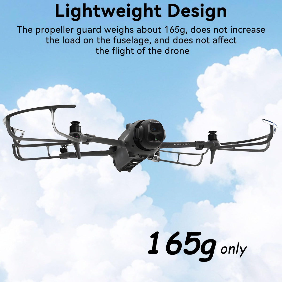 Lightweight Craznick Mavic 4 Pro propeller guard weighs 165 grams for minimal impact.