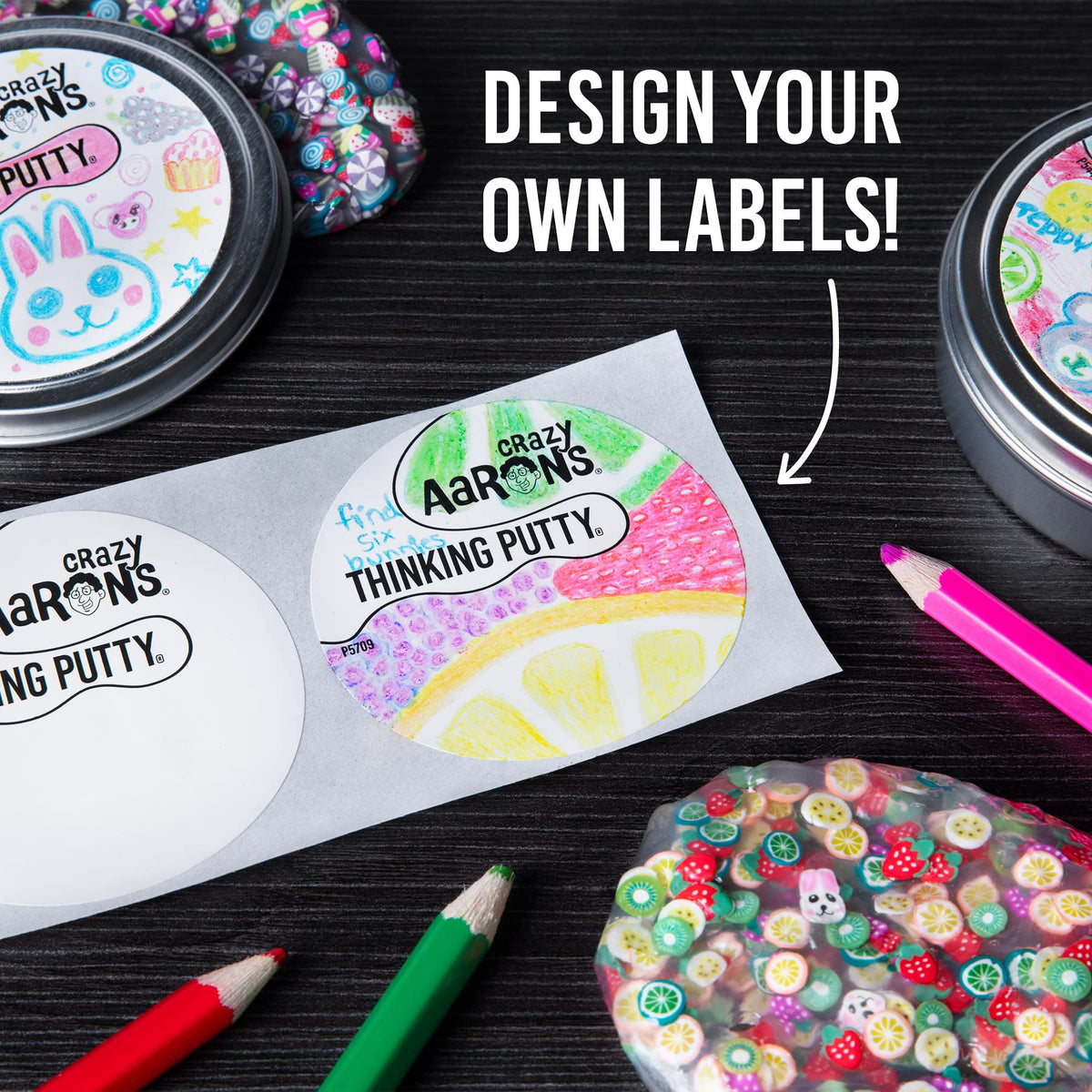 Crazy Aaron's Hide Inside kit: Thinking Putty tins showcase evolving designs.