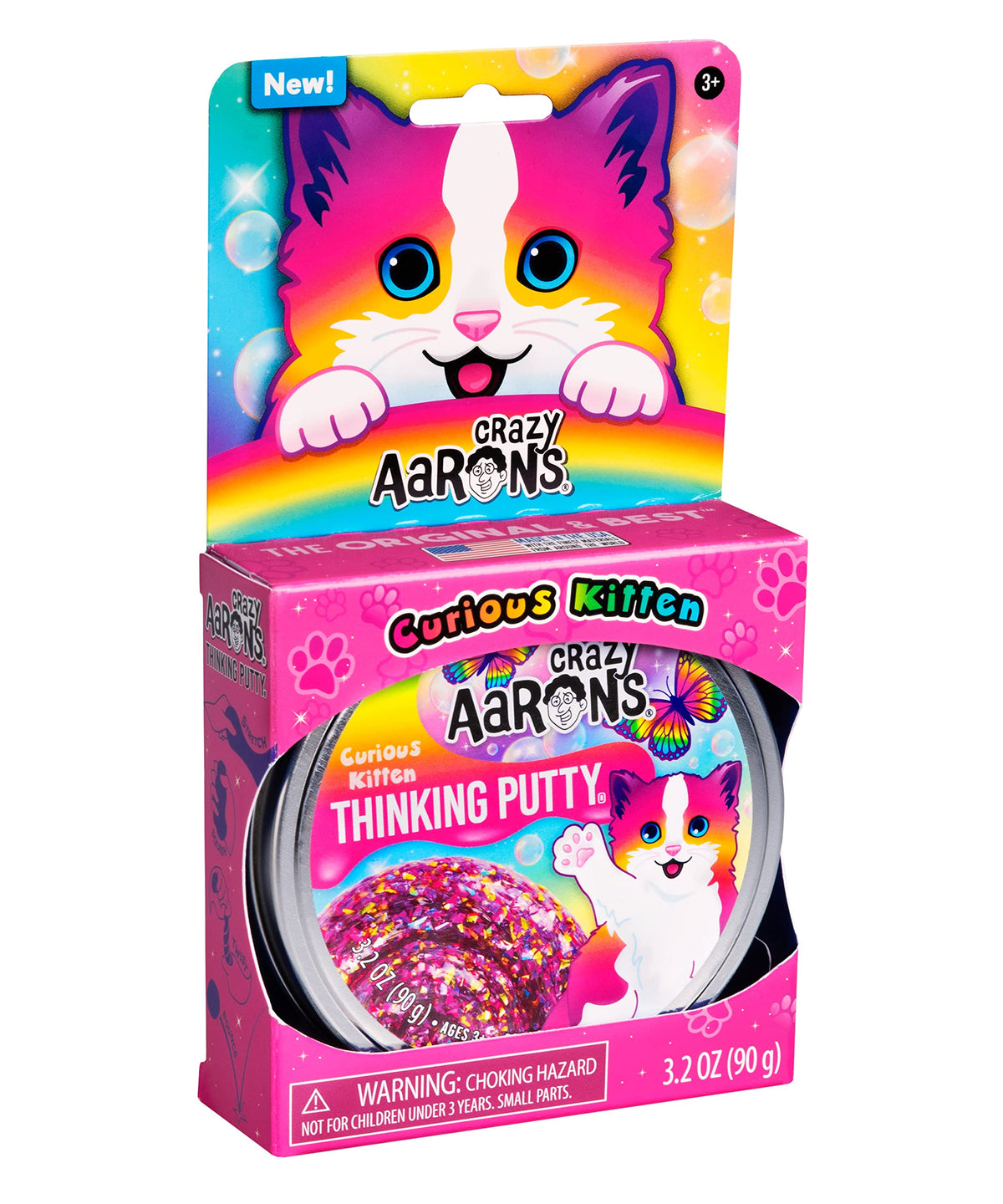 Crazy Aaron's Thinking Putty Curious Kitten 4-inch tin for classroom or desk use