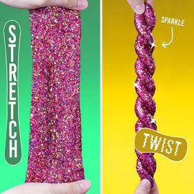Crazy Aaron's Thinking Putty Curious Kitten pink-yellow glitter stretched for focus
