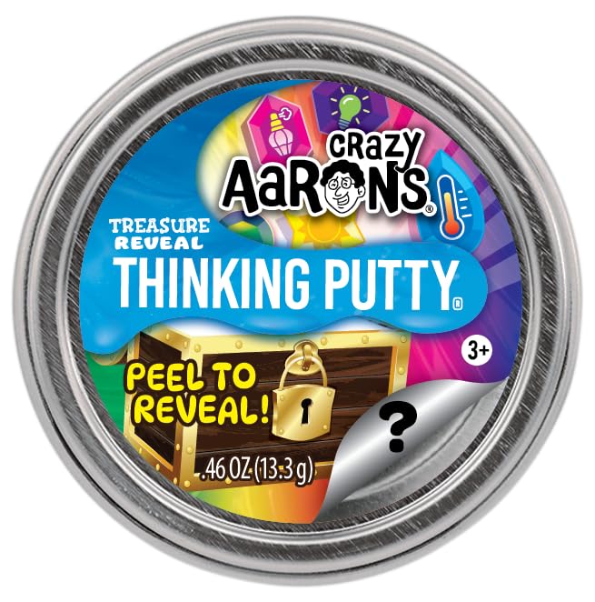 Crazy Aaron's Treasure Reveal Mini Tin label peel showing a mystery putty effect