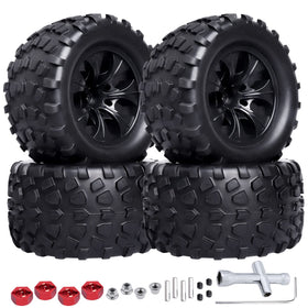 CrazyHobby pre-glued 2.8 inch RC tires and wheels, ready to mount for quick setup.