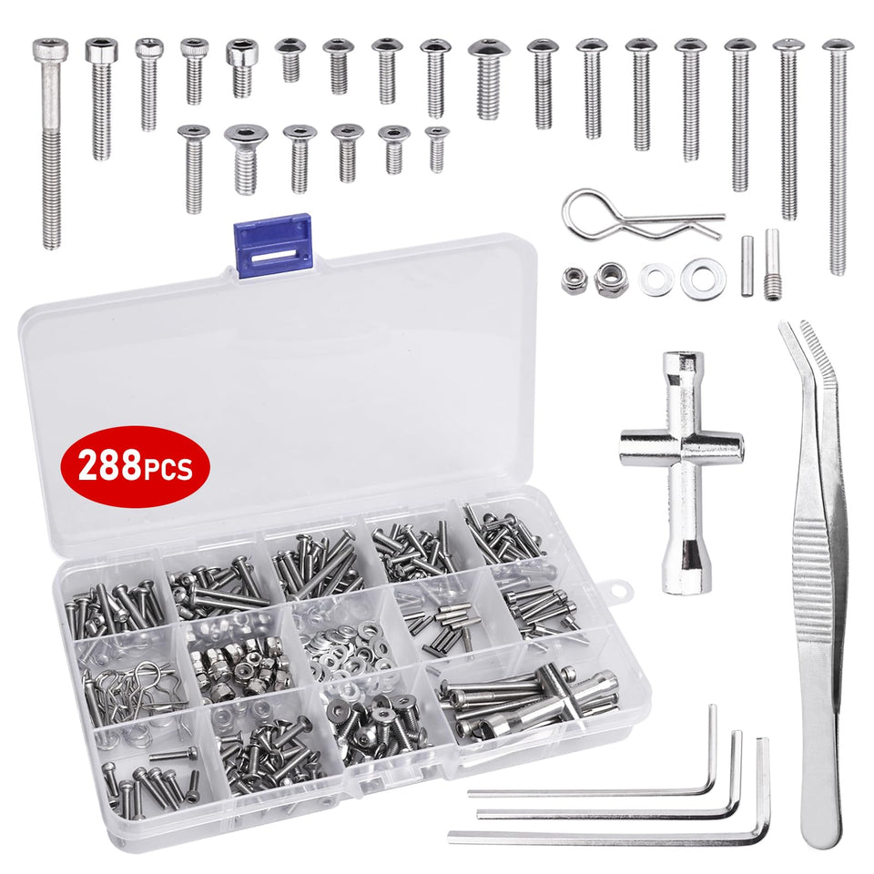 CrazyHobby RC screw kit in transparent box for easy organization.