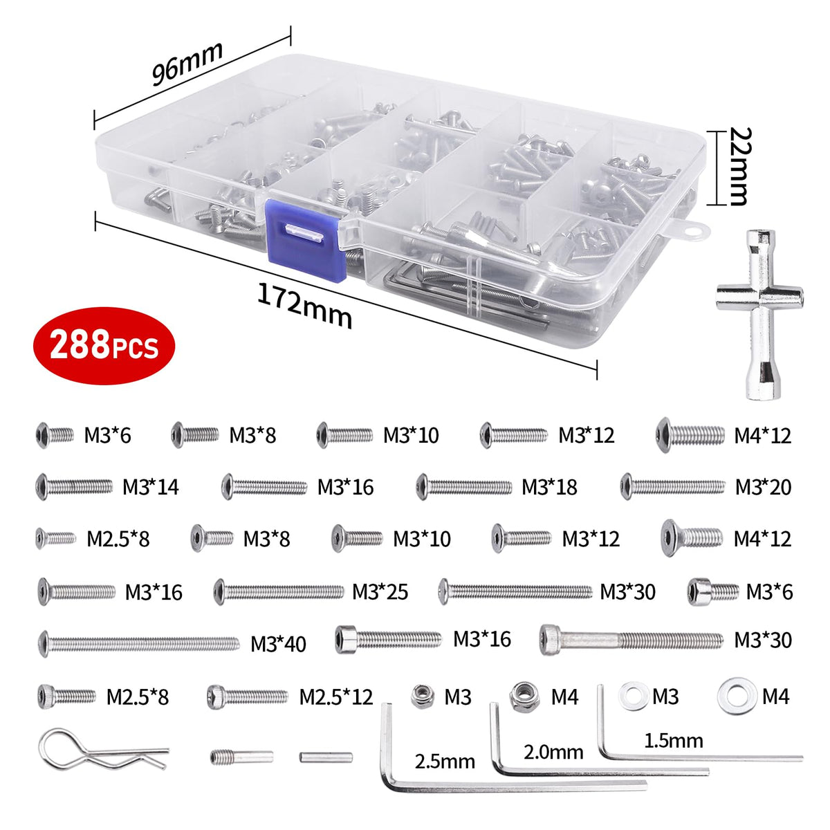 CrazyHobby RC screws in mixed sizes for reliable Traxxas Slash repairs.