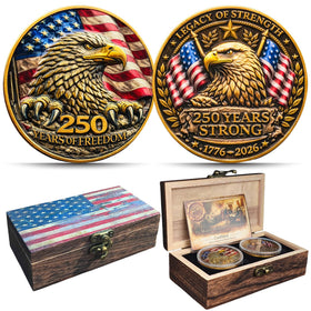 Cre8Mint 250th Anniversary coin set: dramatic eagle and Liberty Bell imagery for display and gifting