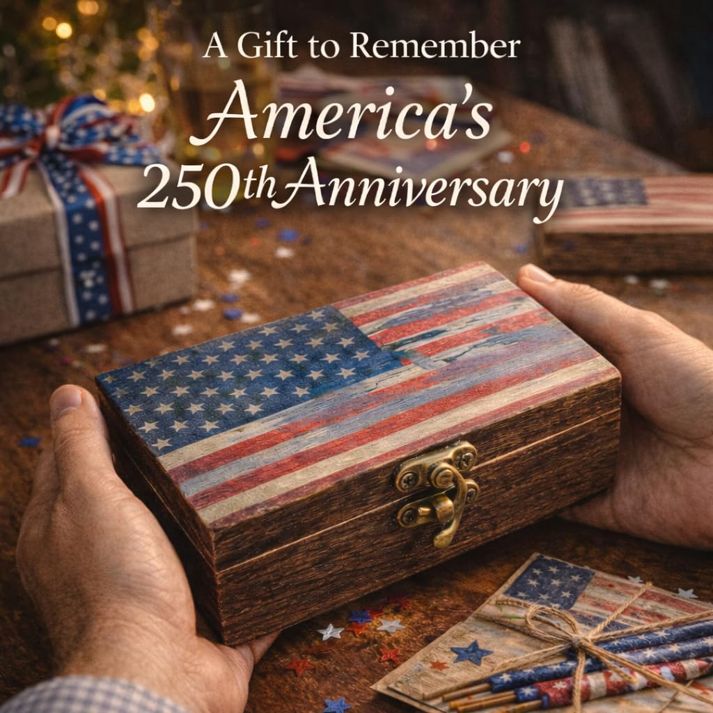 Cre8Mint rustic American flag wooden box: ready-to-gift presentation