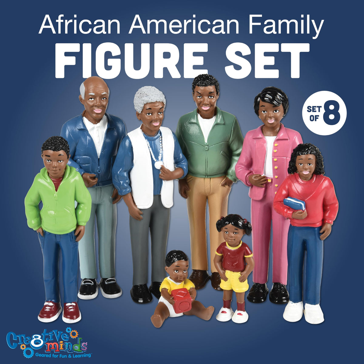 Cre8tive Minds African American family doll set toddler figure for role play