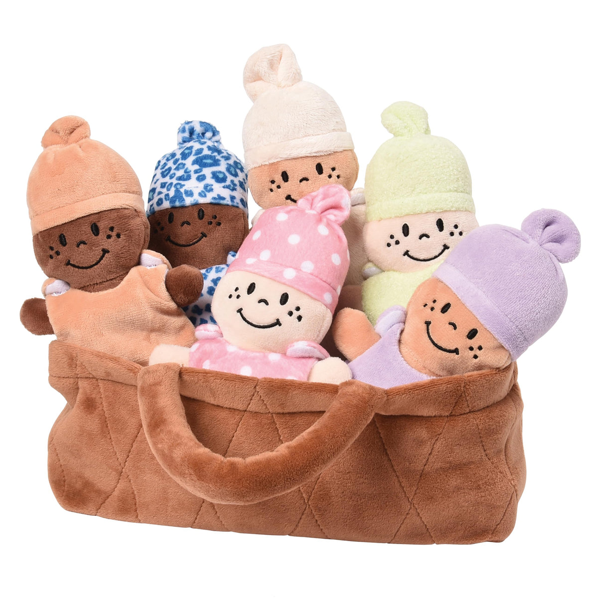 Cre8tive Minds six-doll set in a plush basket for inclusive, playful learning.