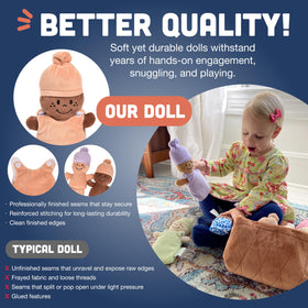 Cre8tive Minds plush fabric provides a soft texture for cuddling and sensory exploration.