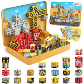 CREAFOMIFE 54-piece magnetic blocks travel toy for kids enhances imaginative play on the go