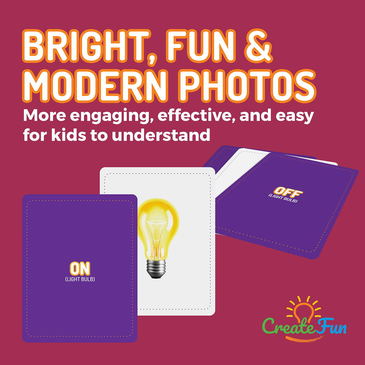 CreateFun 299 Vocabulary prepositions cards improve spatial language with visual context.