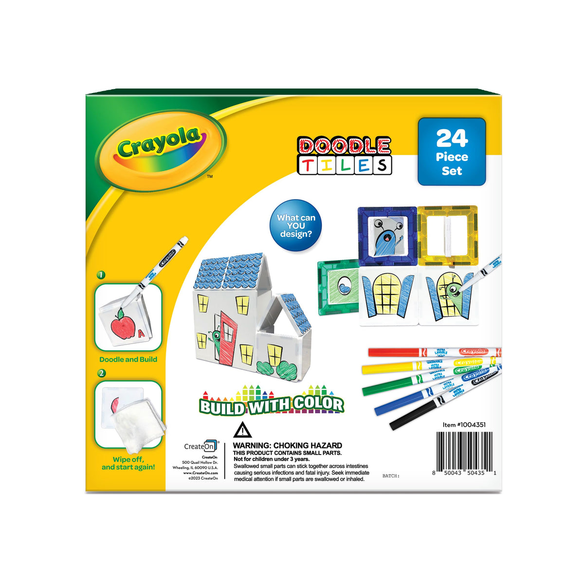 CreateOn Crayola Doodle Magnetic Tiles close-up colors promote sensory exploration and fine-motor skills