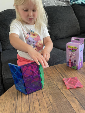 CreateOn Crayola glitter magnetic tiles spark imaginative construction anywhere