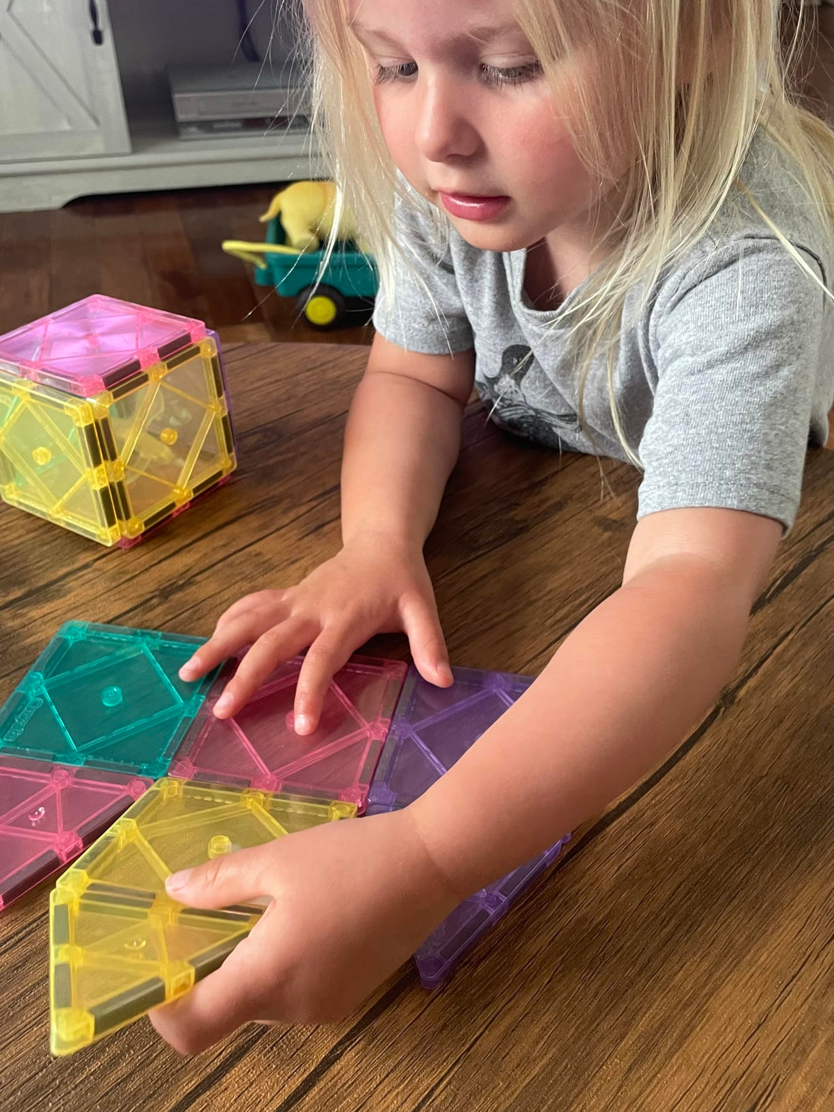 CreateOn Crayola Magnetic Tiles pastel rocket pieces invite STEM-inspired construction adventures