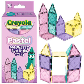 CreateOn Crayola Magnetic Tiles pastel castle build kit boosts imaginative play on the go
