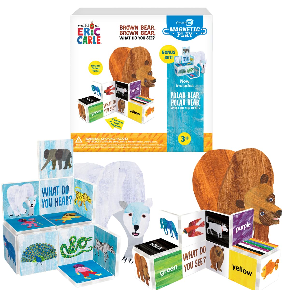 CreateOn Eric Carle Polar Bear tile set boosts imaginative play with magnets.