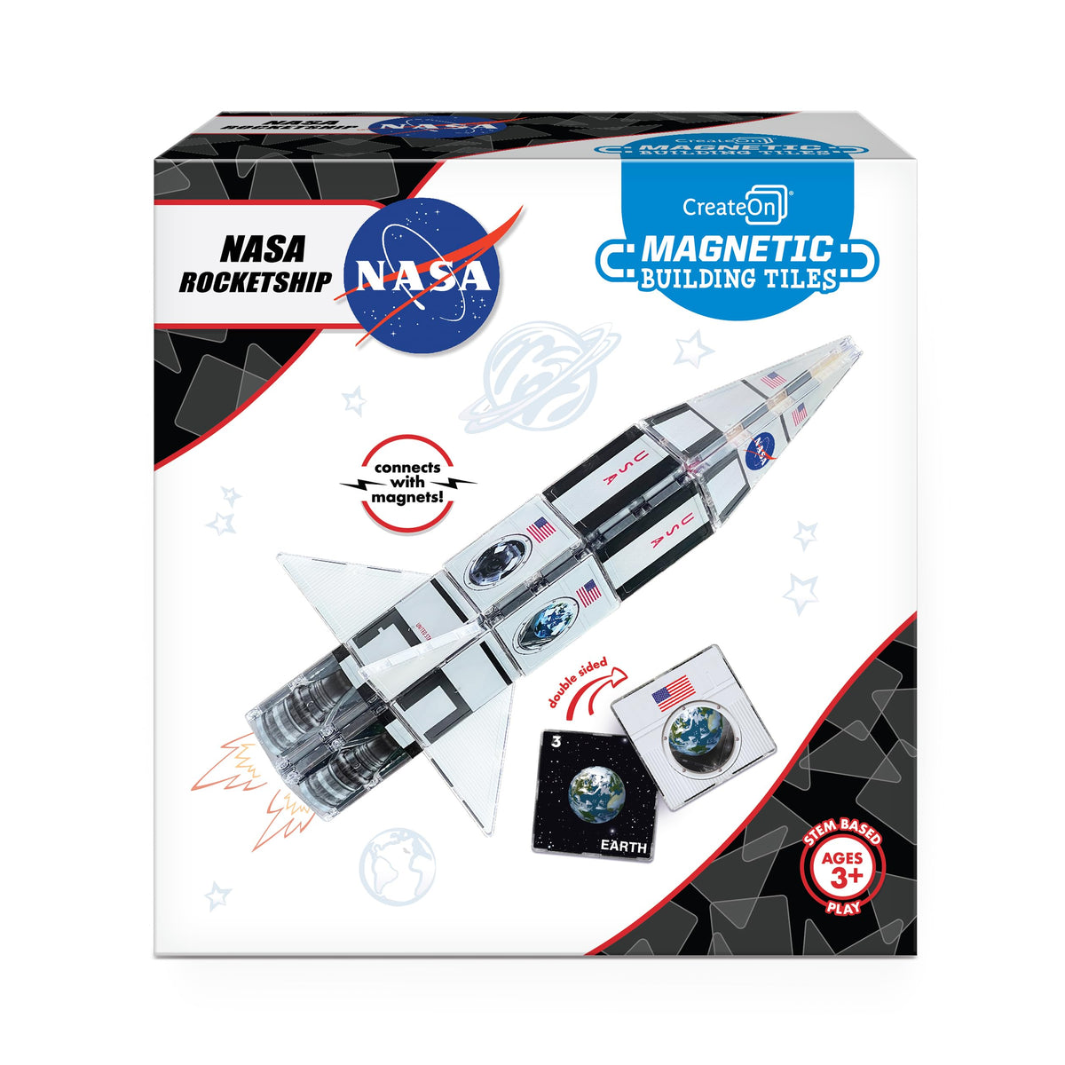 CreateOn NASA Rocketship tiles for imaginative play and STEM exploration.