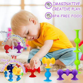 CreateView suction toy being stacked for creative play and learning.