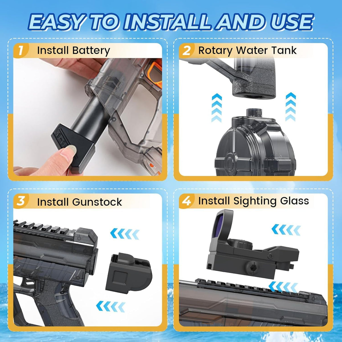 CreatiMachi water gun magazine assembly for realistic battle setup