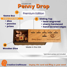 Creative Crafthouse Penny Drop Game compact dimensions fit on small tables.