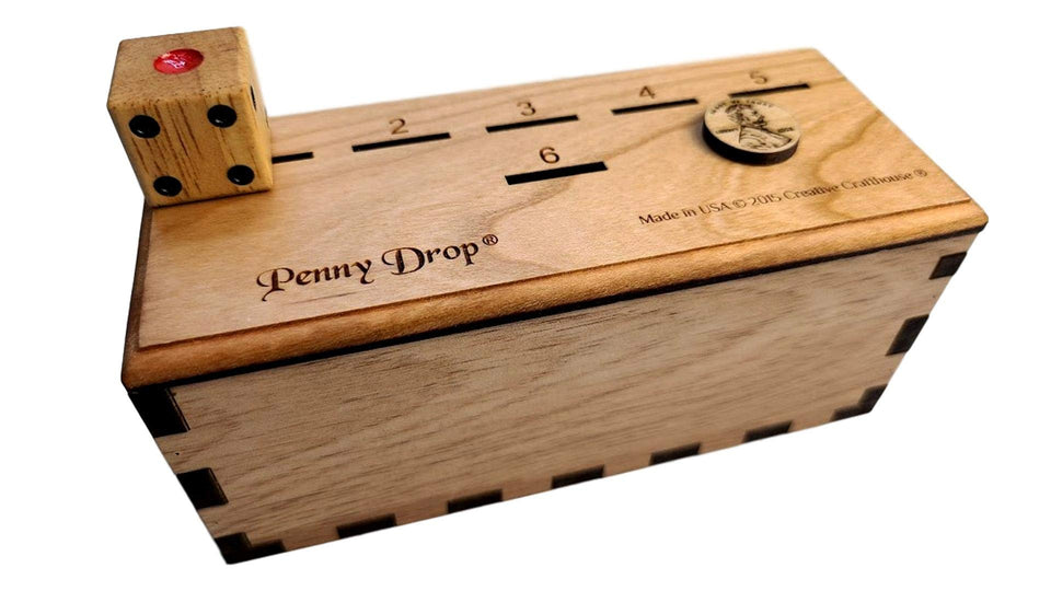 Creative Crafthouse Penny Drop Game lid enables quick lid opening for fast rounds.