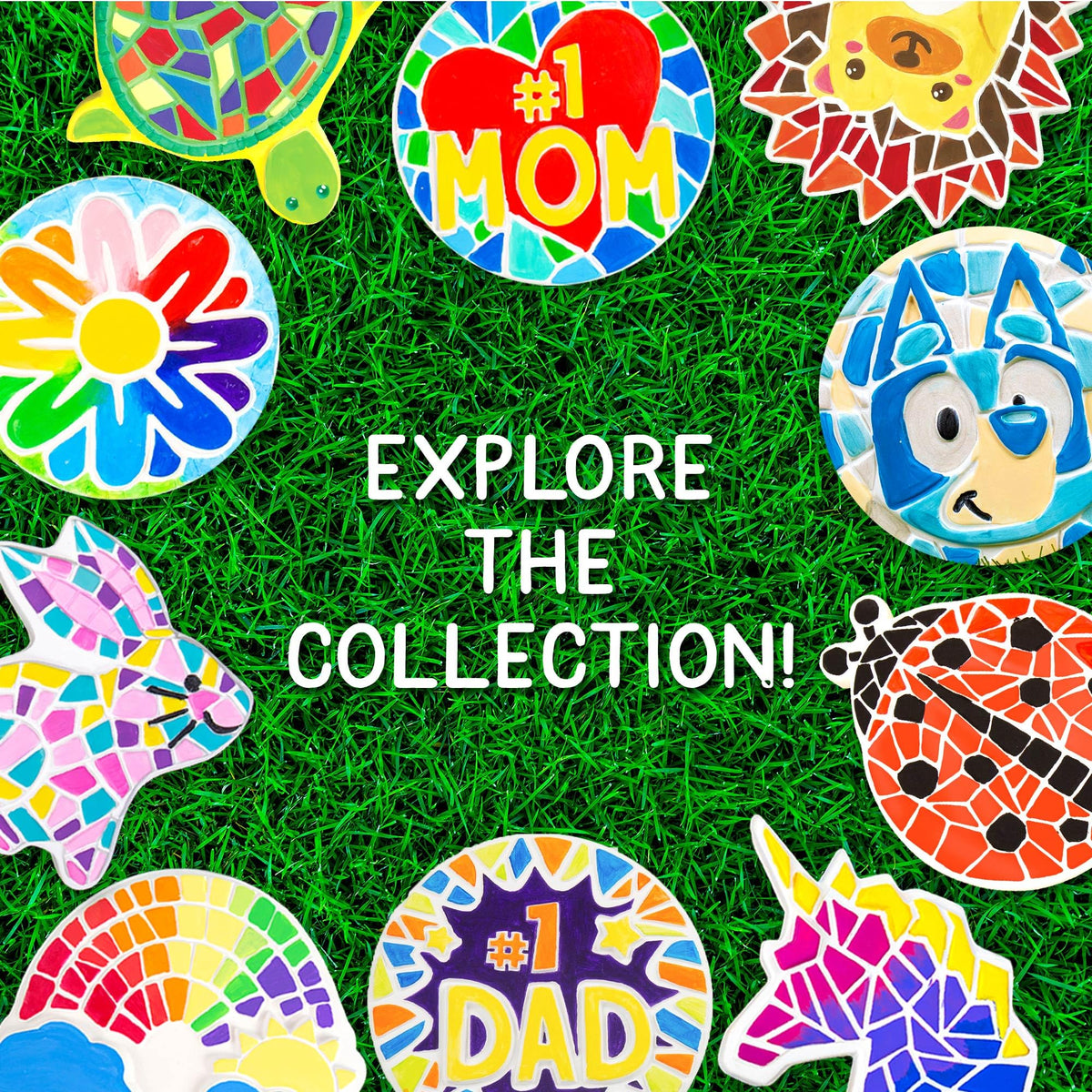 Creative Roots display ideas for decorative stepping stones