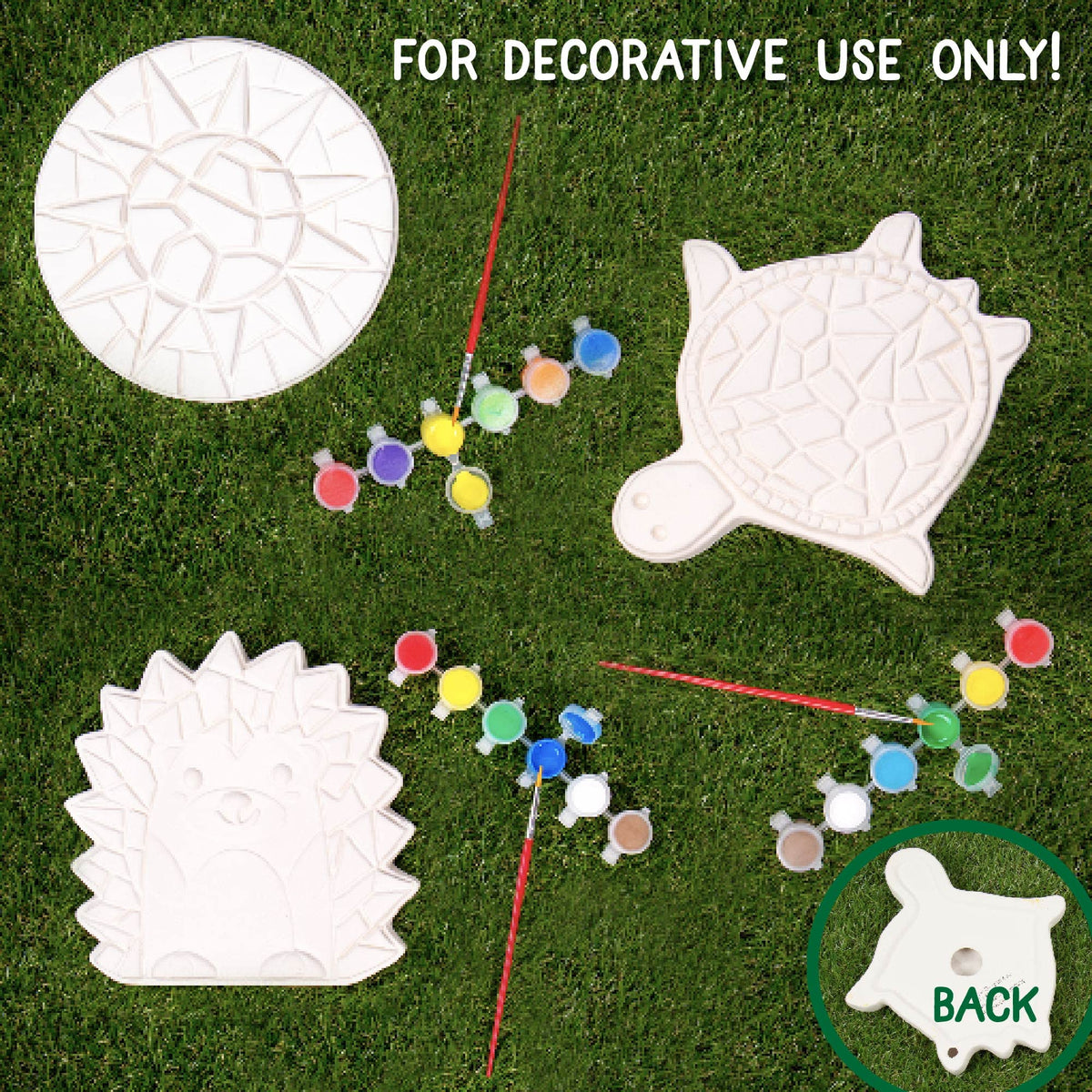 Creative Roots Hedgehog Stone with bright mosaic details for garden decor