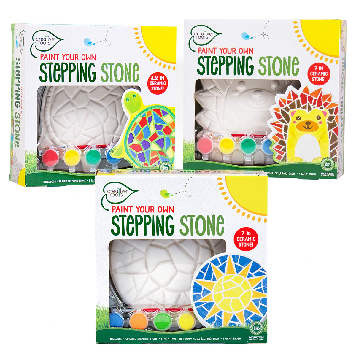 Creative Roots Turtle Stone with colorful mosaic design for outdoor display
