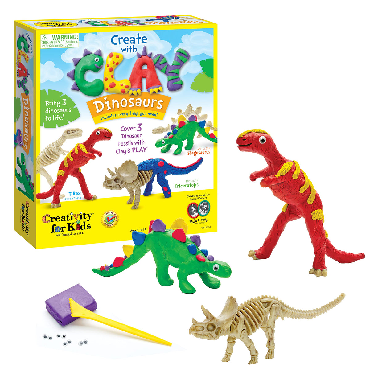 Creativity for Kids Clay Dinosaurs with dino skeletons for imaginative play and STEM learning