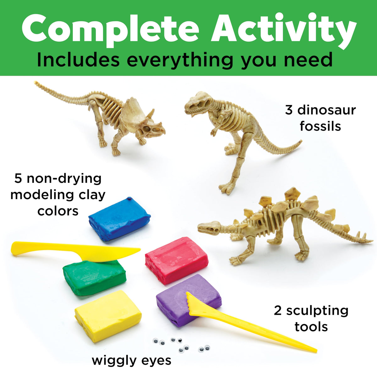 Creativity for Kids Clay Dinosaurs sculpting tools enable precise shaping and detailed dinos