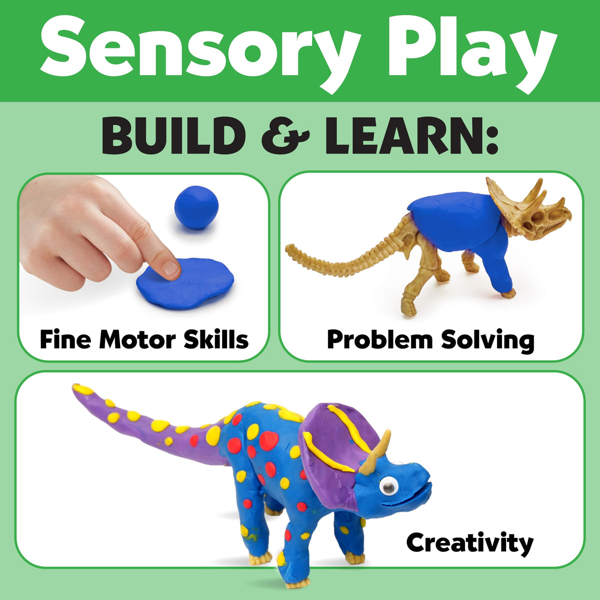 Creativity for Kids Clay Dinosaurs wiggly eyes add personality to each creature