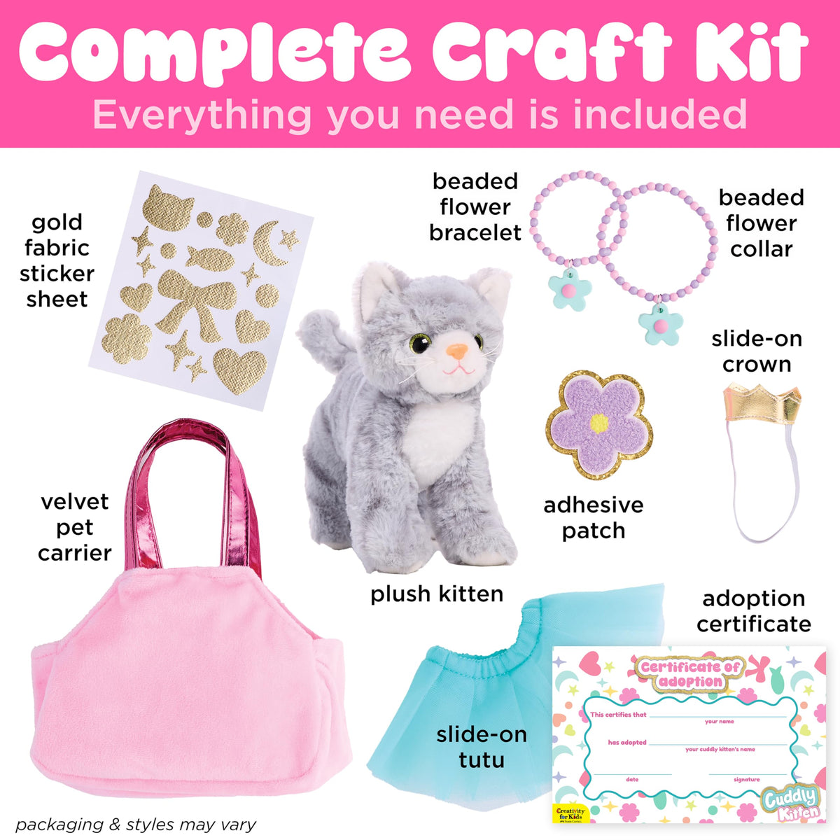 Creativity for Kids Cuddly Kitten Kit floral bead collar adds charming accessorizing